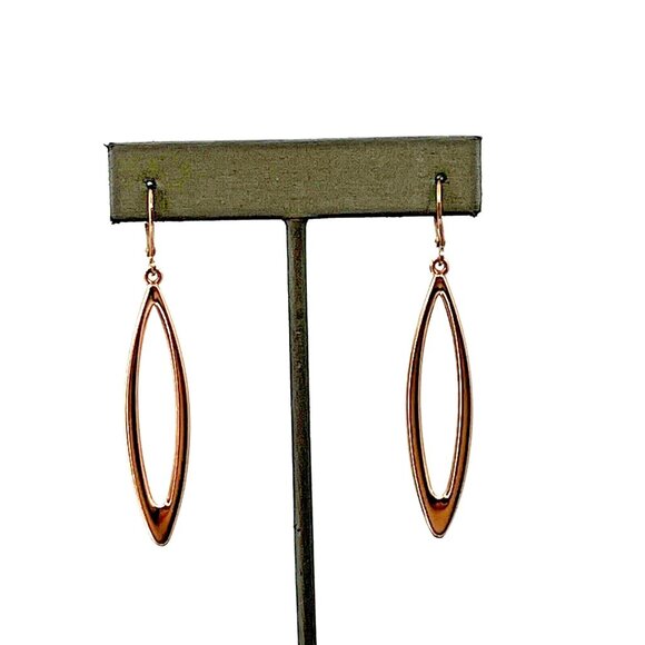 Joan Rivers Rose Gold Tone Elongated Hoop Dangle Earrings Pierced 2.5" - Picture 1 of 9